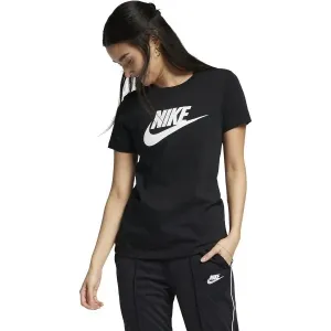 Nike NSW TEE ESSNTL ICON FUTURA Damen Shirt, schwarz, größe L