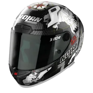 Nolan X-804 RS Ultra Carbon Checa 024 White Replica Full Face Helmet Größe M