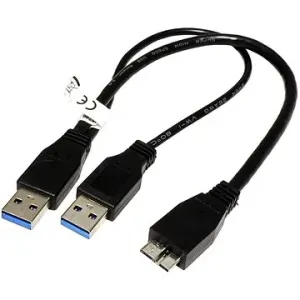 OEM USB SuperSpeed 5Gbps Y-Kabel 2x USB 3.0 A(M) - microUSB 3.0 B(M), 0,3m, schwarz