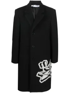 OFF-WHITE - Single Breasted Coat With Logo Inlay #1248118