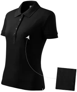 Damen einfaches Poloshirt, schwarz