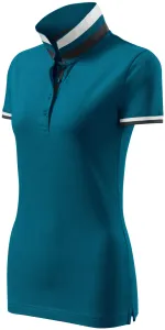 Damen Poloshirt mit Stehkragen, petrol blue, XL