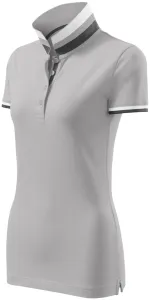 Damen Poloshirt mit Stehkragen, Silber grau #793961