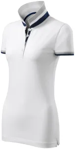 Damen Poloshirt mit Stehkragen, weiß, XL