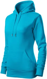 Damen Sweatshirt mit Kapuze ohne Reißverschluss, türkis, XS