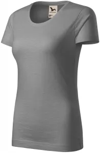 Damen-T-Shirt aus strukturierter Bio-Baumwolle, altes Silber, M