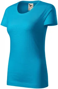 Damen-T-Shirt aus strukturierter Bio-Baumwolle, türkis