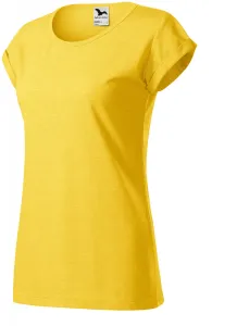 Damen T-Shirt mit gerollten Ärmeln, gelber Marmor #801388