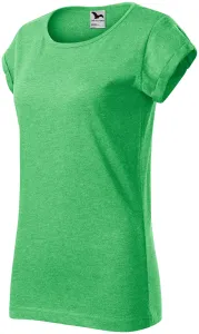 Damen T-Shirt mit gerollten Ärmeln, grüner Marmor #801407