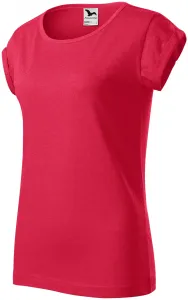 Damen T-Shirt mit gerollten Ärmeln, roter Marmor #801419