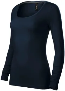 Damen T-Shirt mit langen Ärmeln und tiefem Ausschnitt, dunkelblau #802086