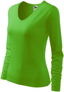 Eng anliegendes T-Shirt für Damen, V-Ausschnitt, Apfelgrün #794382