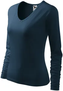 Eng anliegendes T-Shirt für Damen, V-Ausschnitt, dunkelblau #794458