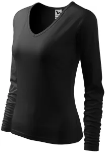 Eng anliegendes T-Shirt für Damen, V-Ausschnitt, schwarz #794410
