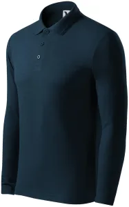 Grobes Poloshirt für Herren mit langen Ärmeln, dunkelblau, S