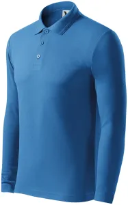 Grobes Poloshirt für Herren mit langen Ärmeln, hellblau, M