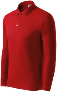 Grobes Poloshirt für Herren mit langen Ärmeln, rot, L