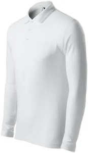 Grobes Poloshirt für Herren mit langen Ärmeln, weiß, XL