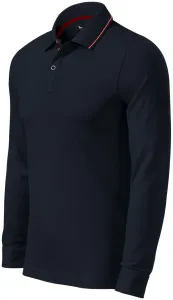 Herren Poloshirt mit langen Ärmeln in Kontrastfarbe, dunkelblau