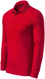 Herren Poloshirt mit langen Ärmeln in Kontrastfarbe, formula red #793991