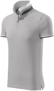 Herren Poloshirt mit Stehkragen, Silber grau, 2XL