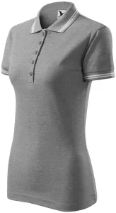 Kontrast-Poloshirt für Damen, dunkelgrauer Marmor #798977
