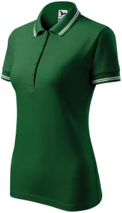 Kontrast-Poloshirt für Damen, Flaschengrün, L