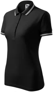 Kontrast-Poloshirt für Damen, schwarz