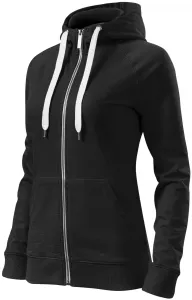 Kontrastfarbenes Damen-Sweatshirt mit Kapuze, schwarz