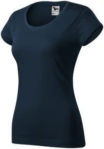 Slim Fit Damen T-Shirt mit rundem Halsausschnitt, dunkelblau, XL