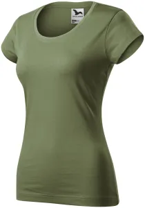 Slim Fit Damen T-Shirt mit rundem Halsausschnitt, khaki, XS