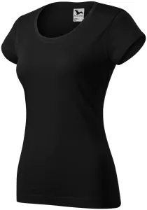 Slim Fit Damen T-Shirt mit rundem Halsausschnitt, schwarz, S
