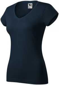Slim Fit Damen T-Shirt mit V-Ausschnitt, dunkelblau #801684
