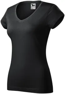 Slim Fit Damen T-Shirt mit V-Ausschnitt, Ebenholz Grau