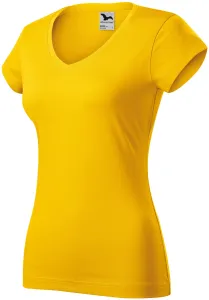 Slim Fit Damen T-Shirt mit V-Ausschnitt, gelb #801624