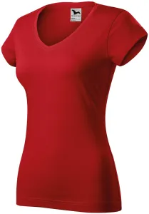 Slim Fit Damen T-Shirt mit V-Ausschnitt, rot, XL