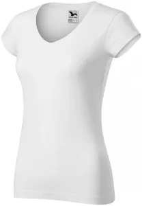 Slim Fit Damen T-Shirt mit V-Ausschnitt, weiß, XL