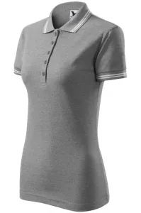 Kontrast-Poloshirt für Damen, dunkelgrauer Marmor #268624