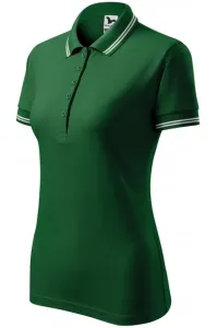 Kontrast-Poloshirt für Damen, Flaschengrün #268659