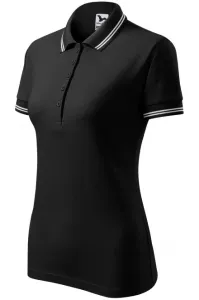 Kontrast-Poloshirt für Damen, schwarz #268600