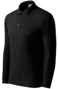 Grobes Poloshirt für Herren mit langen Ärmeln, schwarz #268771