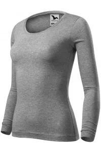Damen T-Shirt mit langen Ärmeln, dunkelgrauer Marmor #269287