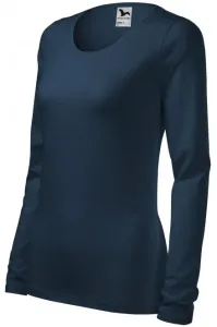 Eng anliegendes Damen-T-Shirt mit langen Ärmeln, dunkelblau #267026