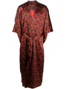 OZWALD BOATENG - Printed Silk Long Kimono #1057324