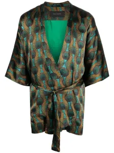 OZWALD BOATENG - Printed Silk Short Kimono #235311
