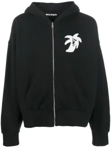 PALM ANGELS - Printed Cotton Zipped Hoodie #1328780