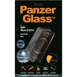 PanzerGlass Edge-to-Edge Antibakteriell für Apple iPhone 12/12 Pro Schwarz + Anti-blue light