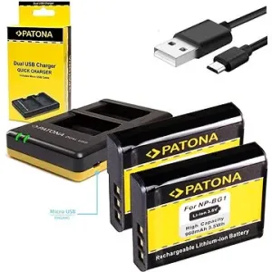 PATONA Photo Dual Quick Sony NP-BG1 + 2 x Batterien 960 mAh