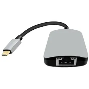 PremiumCord USB-C auf HDMI + RJ45 + PD Adapter, Aluminiumgehäuse