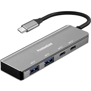 PremiumCord 5G SuperSpeed Hub USB-C auf 2x USB 3.2 C +2x USB 3.2 A, Aluminium